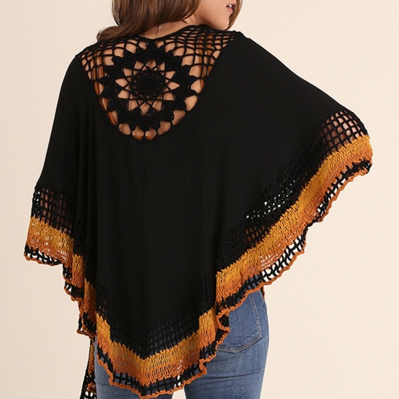 Umgee Top Size S M Cottage Drape Cardigan Poncho Shawl Womens Bohemian Duster - Picture 3 of 4